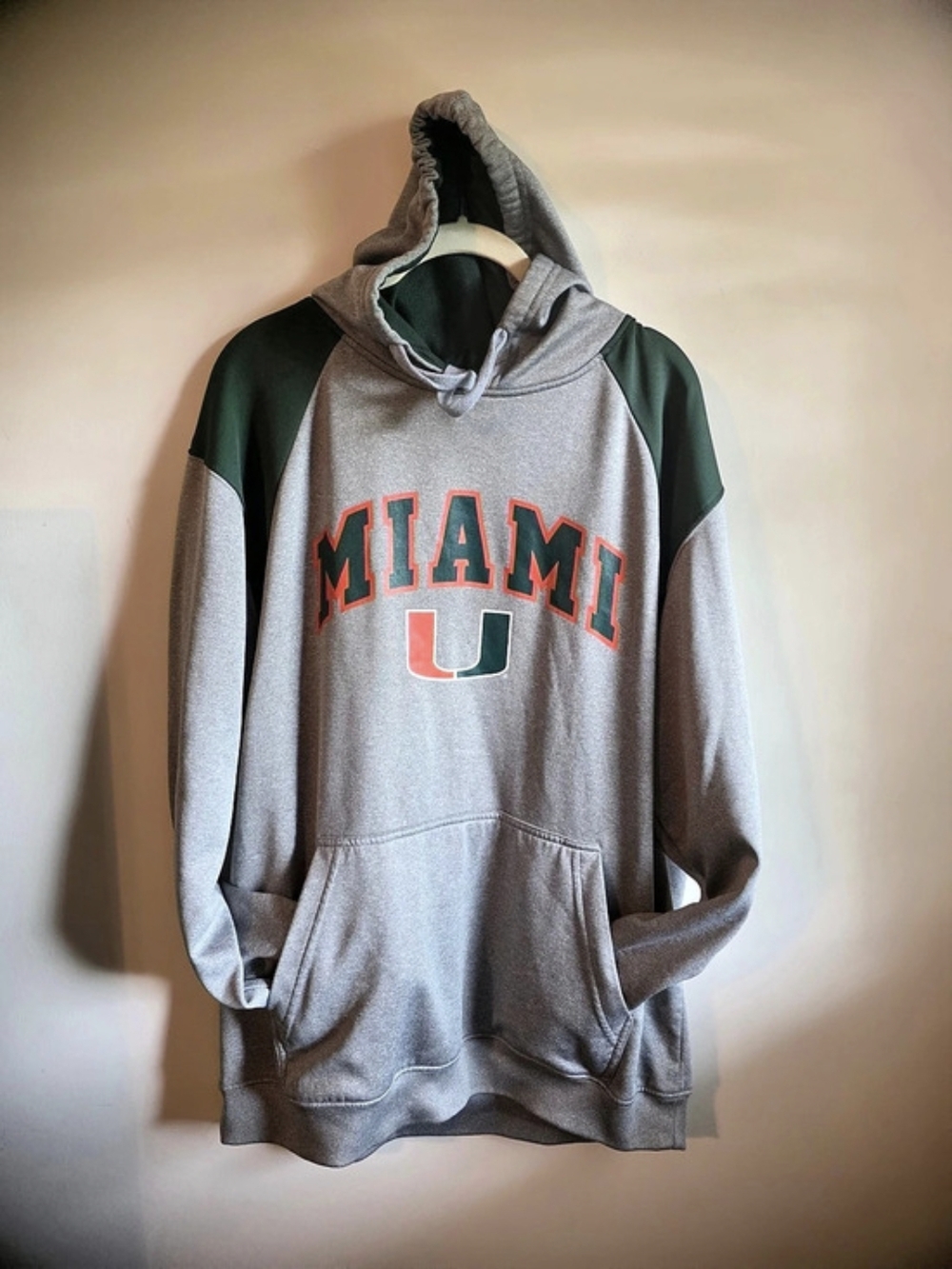 Miami U Hoodie in Gray & Green Like New